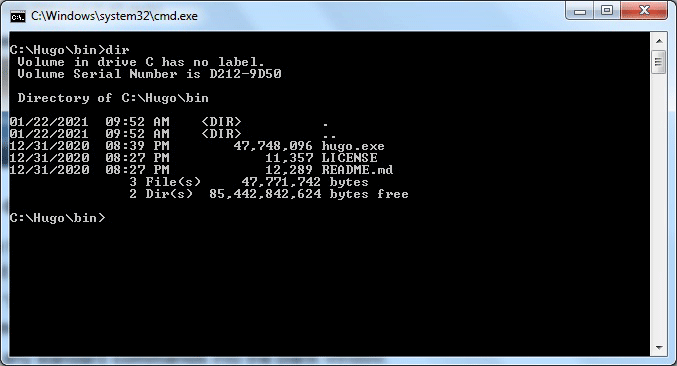 Testing Hugo Version di Windows.