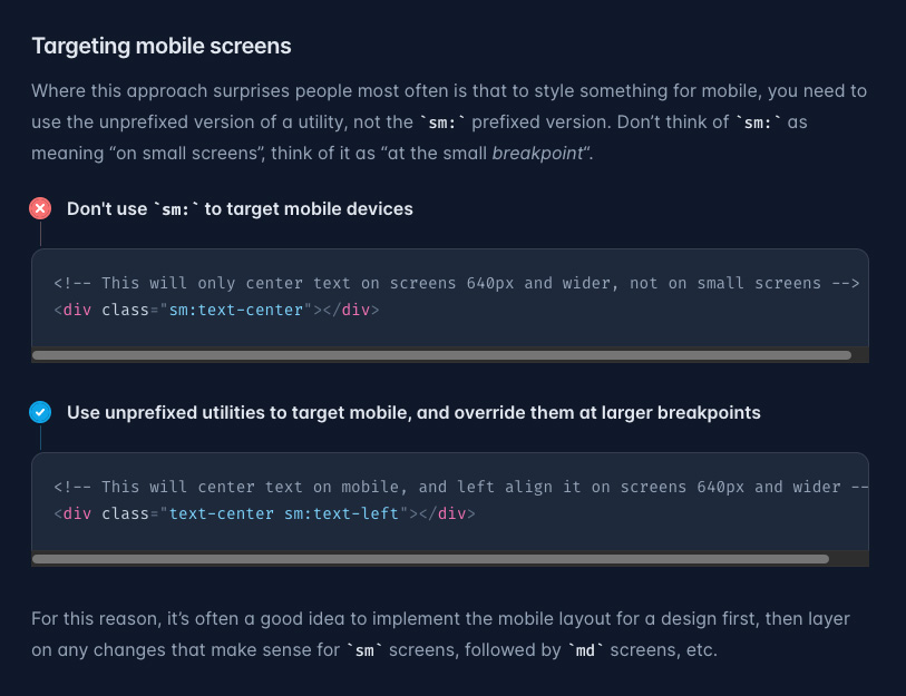 Petunjuk teknis penulisan utility Tailwindcss.